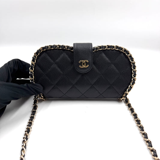 Chanel 黑金羊皮半月包