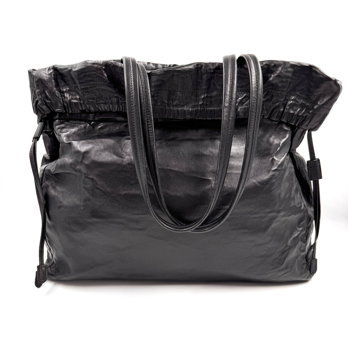 Prada 黑金牛皮托特包