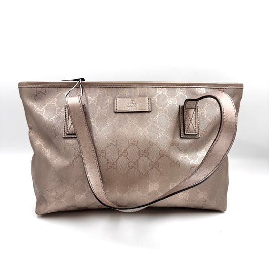Gucci GG 珠光 PVC 購物托特包