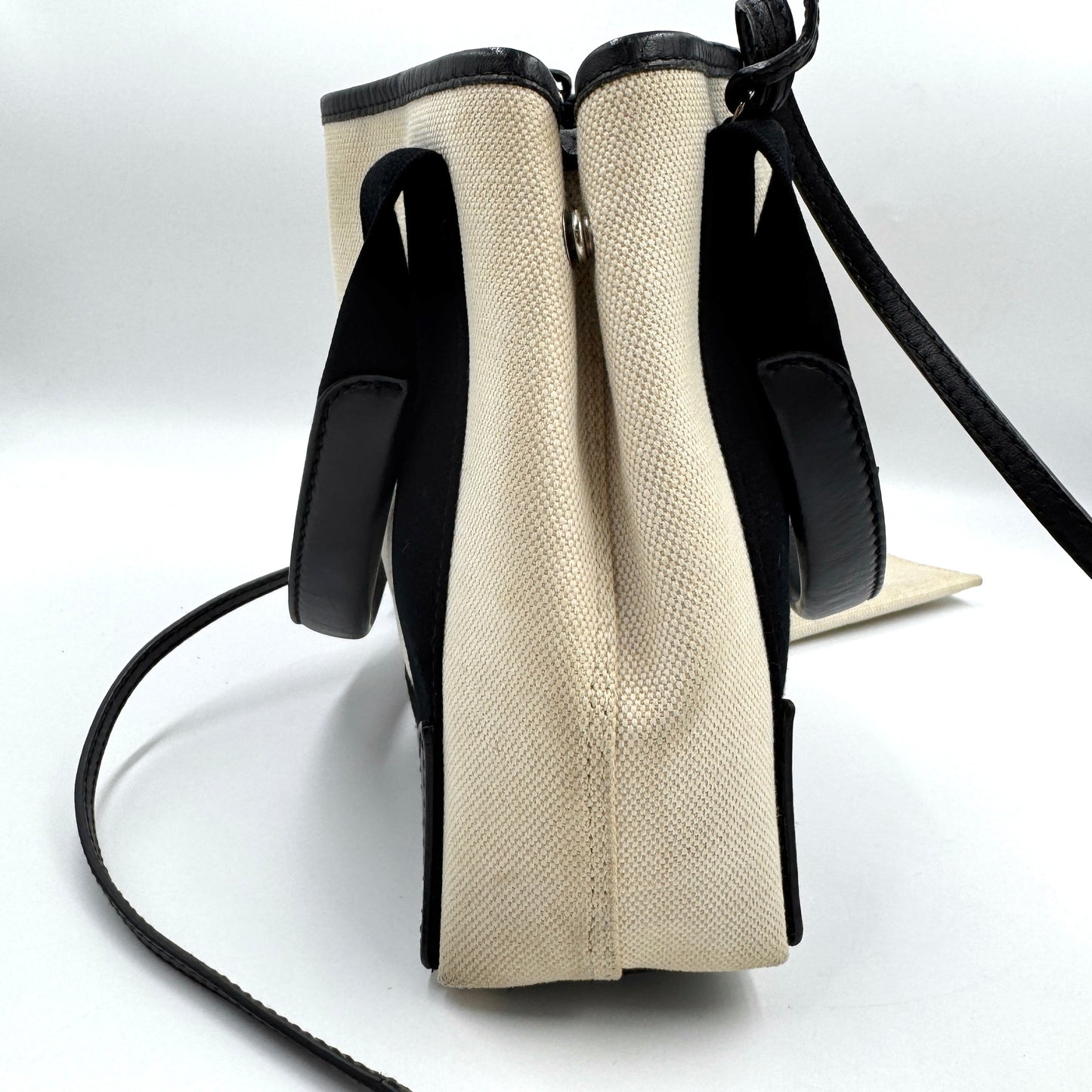 Balenciaga Navy Cabas 小號帆布拼皮托特包