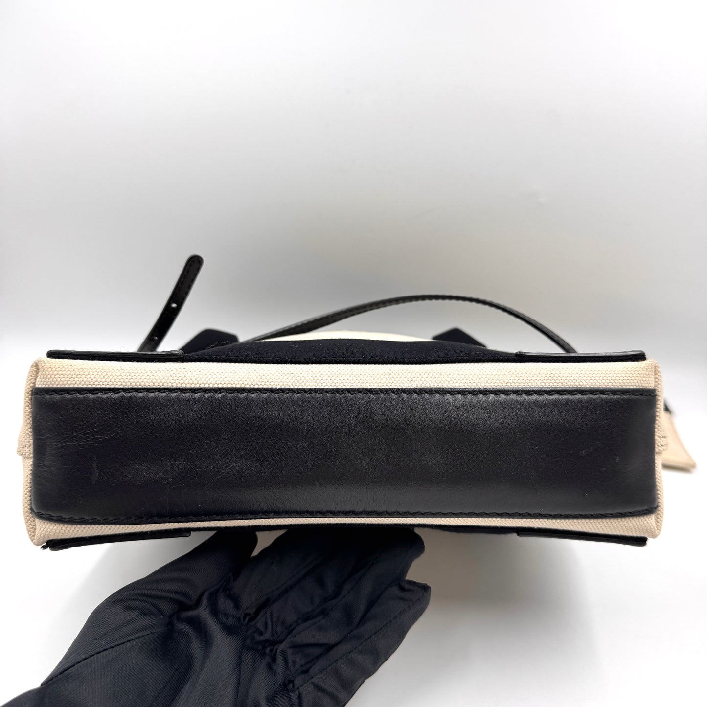 Balenciaga Navy Cabas 小號帆布拼皮托特包