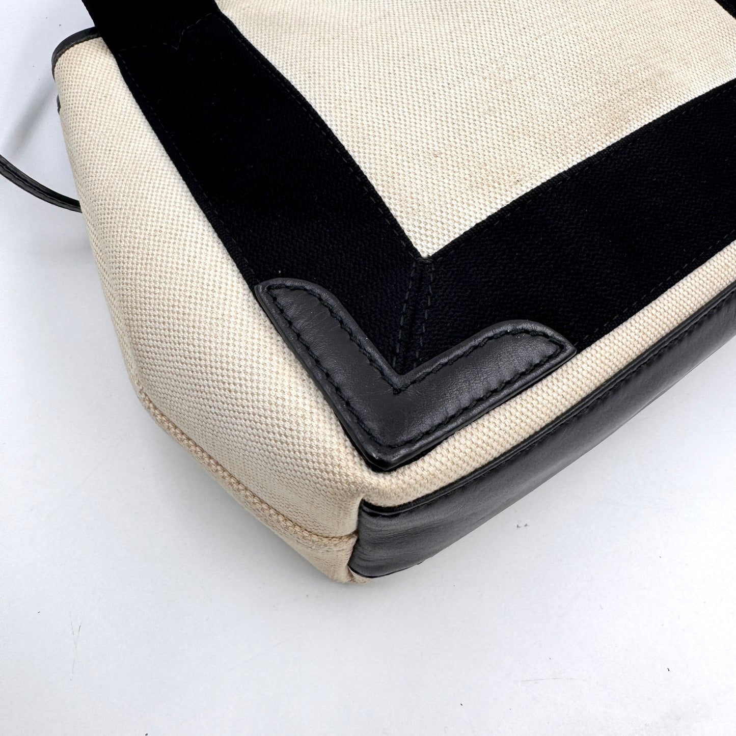 Balenciaga Navy Cabas 小號帆布拼皮托特包