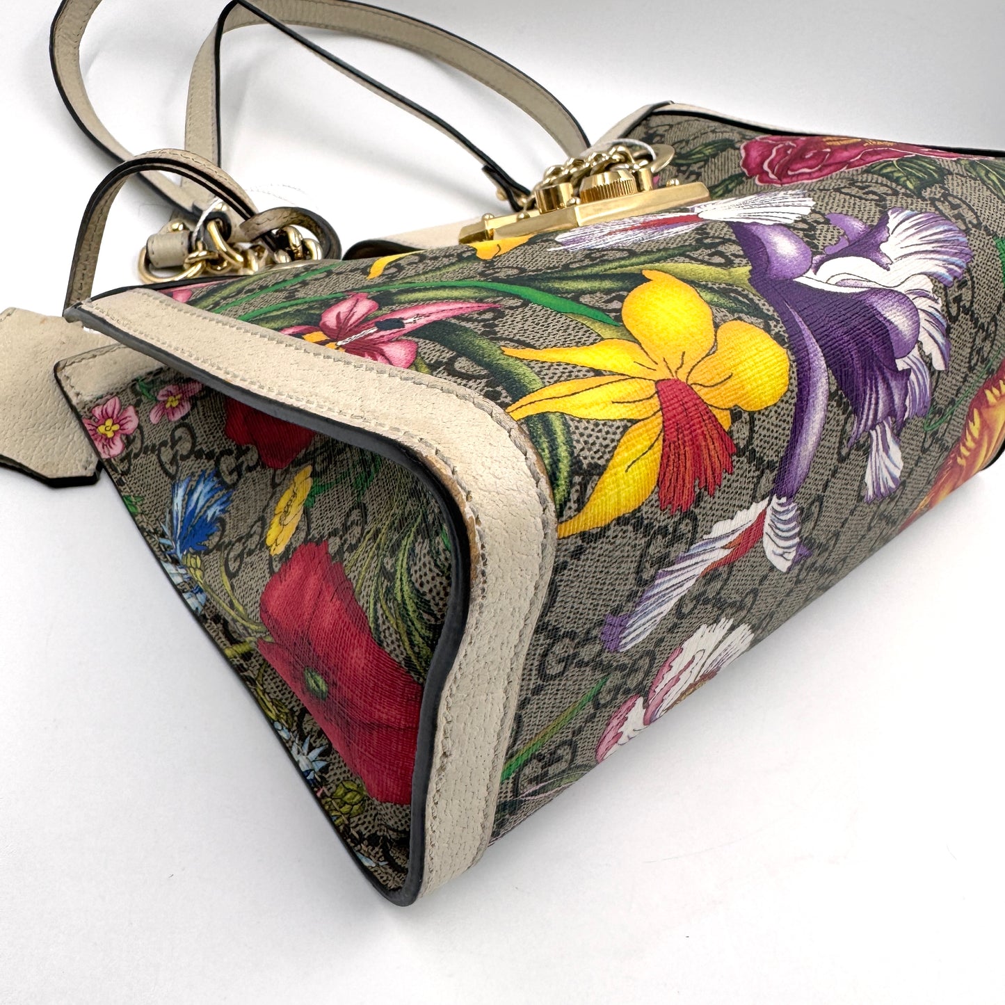 Gucci Padlock Small Shoulder Bag（月光寶盒）老花花卉鎖頭鏈條
