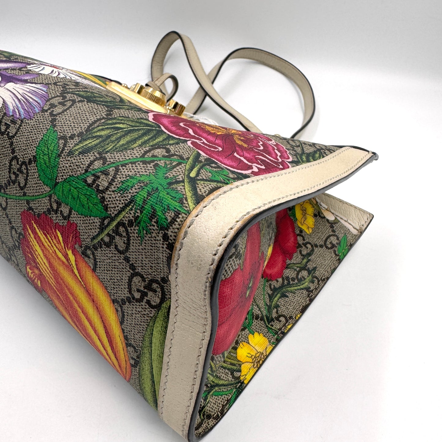 Gucci Padlock Small Shoulder Bag（月光寶盒）老花花卉鎖頭鏈條