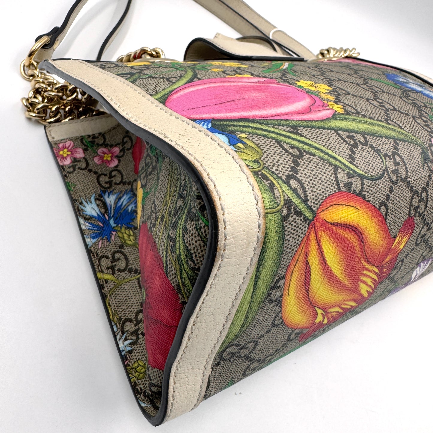 Gucci Padlock Small Shoulder Bag（月光寶盒）老花花卉鎖頭鏈條