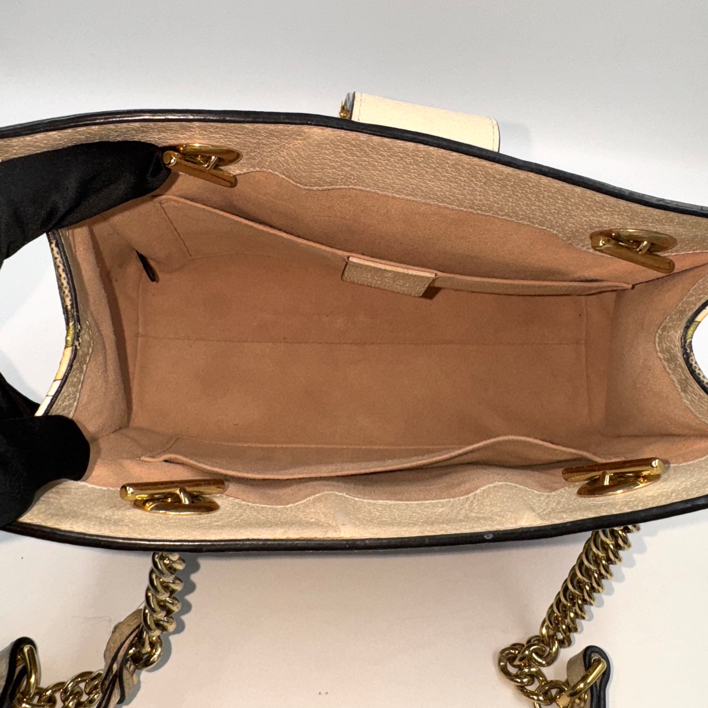 Gucci Padlock Small Shoulder Bag（月光寶盒）老花花卉鎖頭鏈條