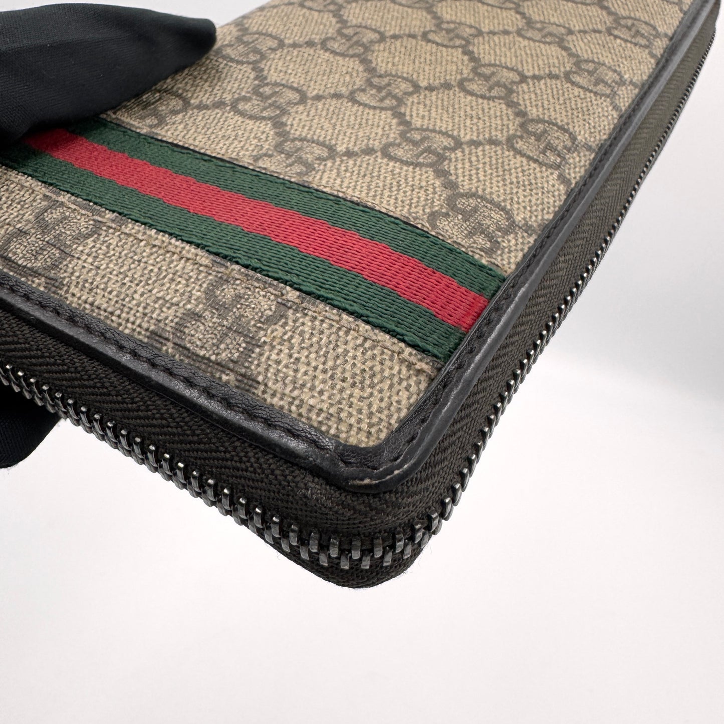 Gucci GG Supreme Web Long Wallet（長夾）經典紅綠織帶長夾