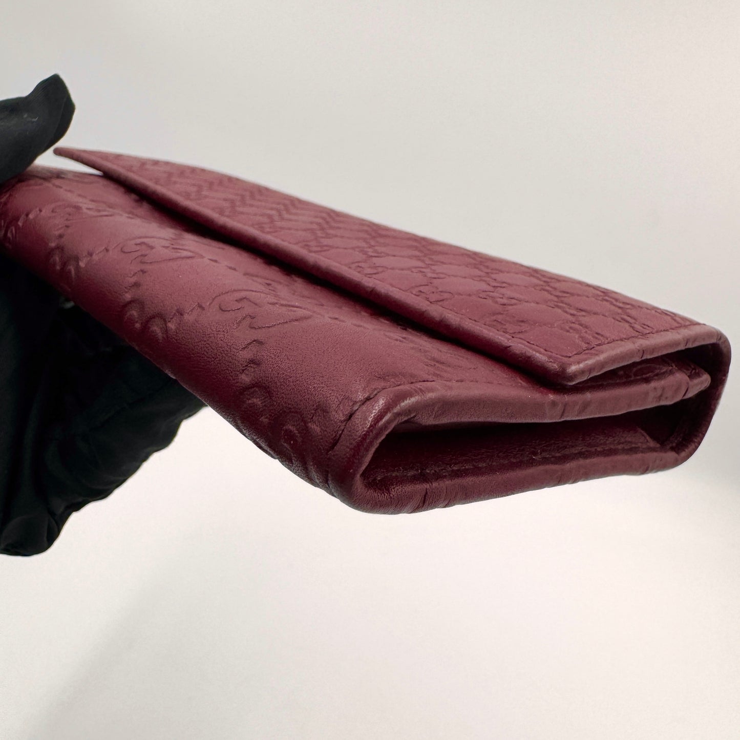 Gucci Long Continental Wallet 酒紅色皮革長夾