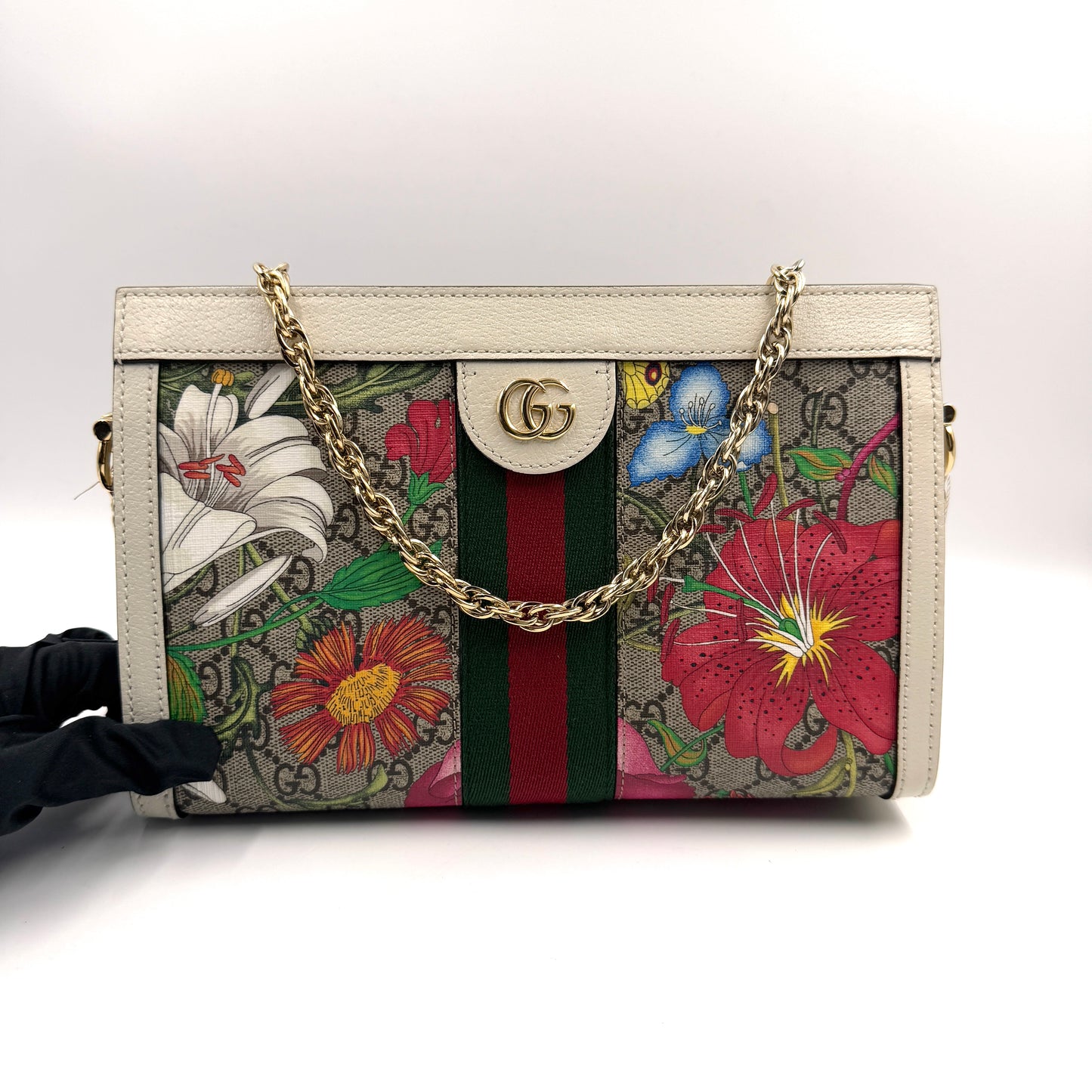 Gucci Ophidia GG Flora Shoulder Bag（Ophidia 花卉）花卉老花夾子包