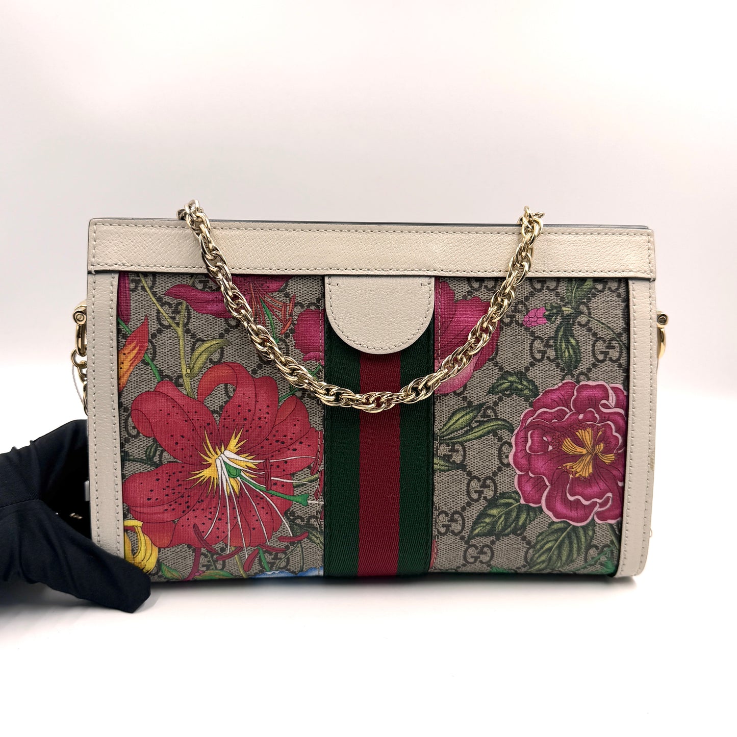 Gucci Ophidia GG Flora Shoulder Bag（Ophidia 花卉）花卉老花夾子包