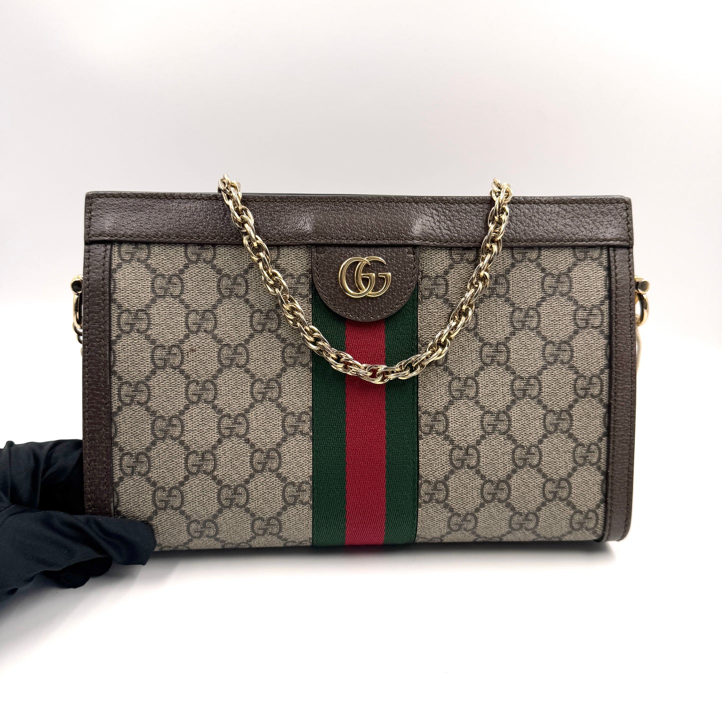 Gucci Ophidia GG Small Shoulder Bag（Ophidia）老花夾子鏈條包