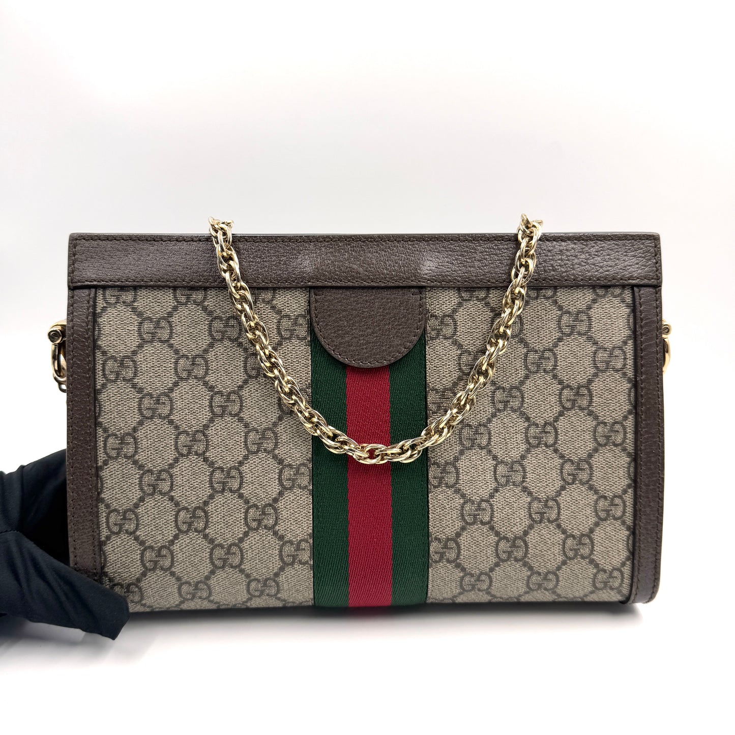 Gucci Ophidia GG Small Shoulder Bag（Ophidia）老花夾子鏈條包